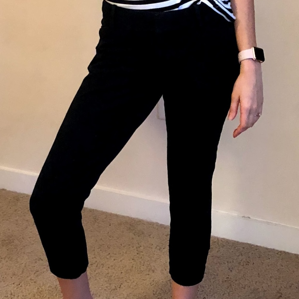 Black ankle length trousers